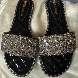 Jolimall cushioned Rhinestone studded slide sandals  2 day sale
